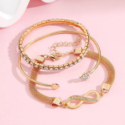 Elegant Trio of Adjustable Bracelets with Gemstone Accents