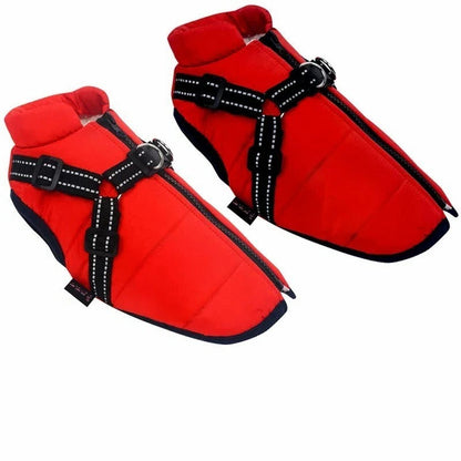 Weatherproof Canine Coat with Built-In Leash Connector