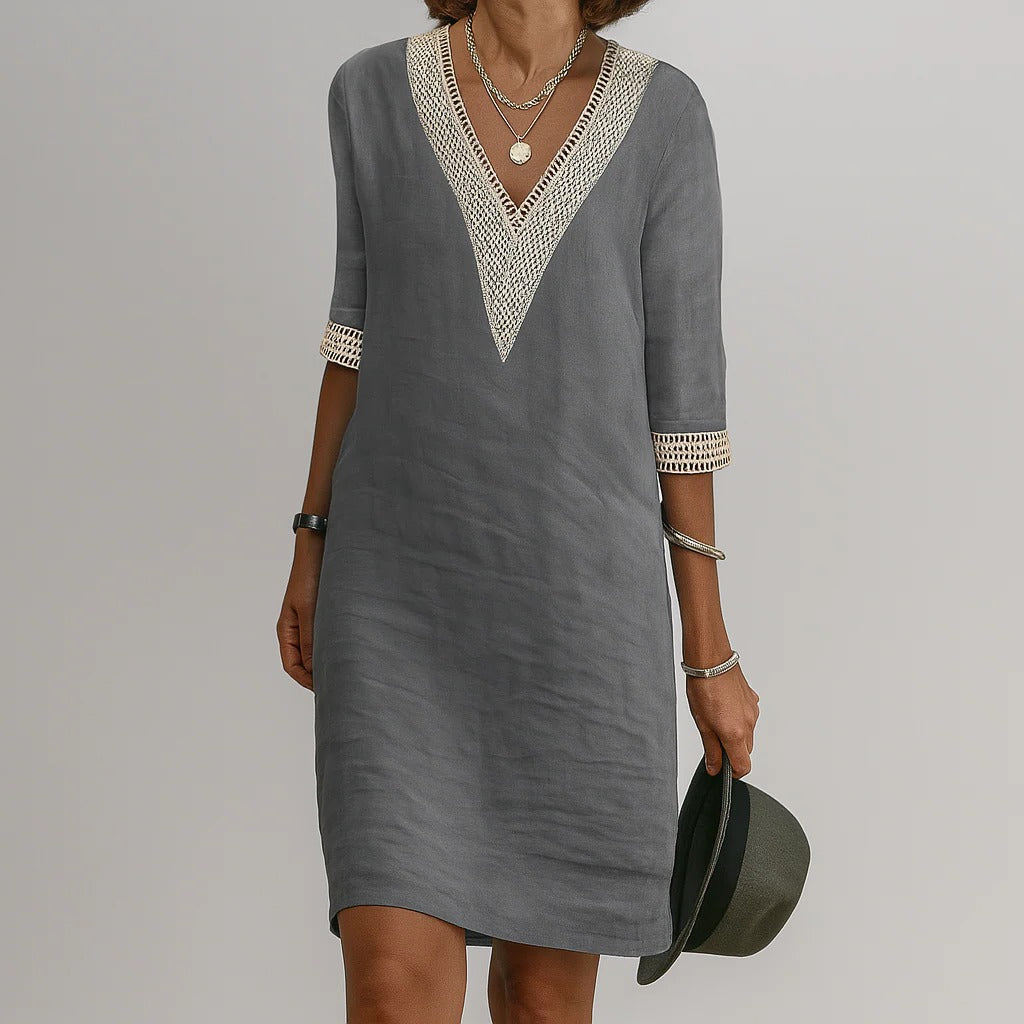 Effortless Linen Midi Dress with Pockets for Women