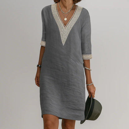 Effortless Linen Midi Dress with Pockets for Women