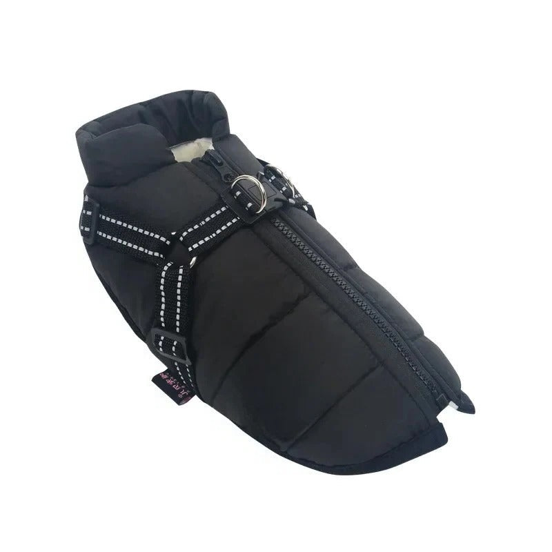 Weatherproof Canine Coat with Built-In Leash Connector