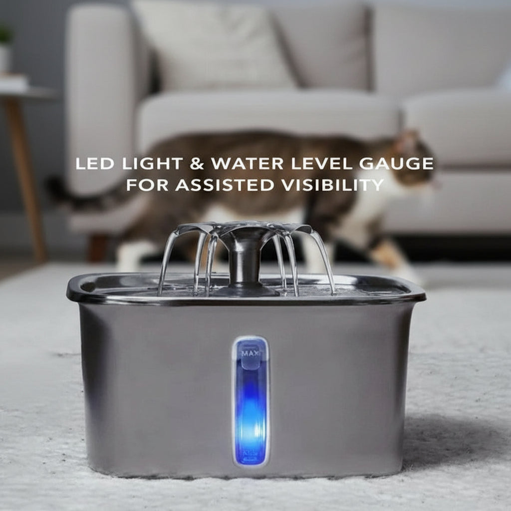 QuietFlow Stainless Water Fountain for Cats - 95 Oz Capacity