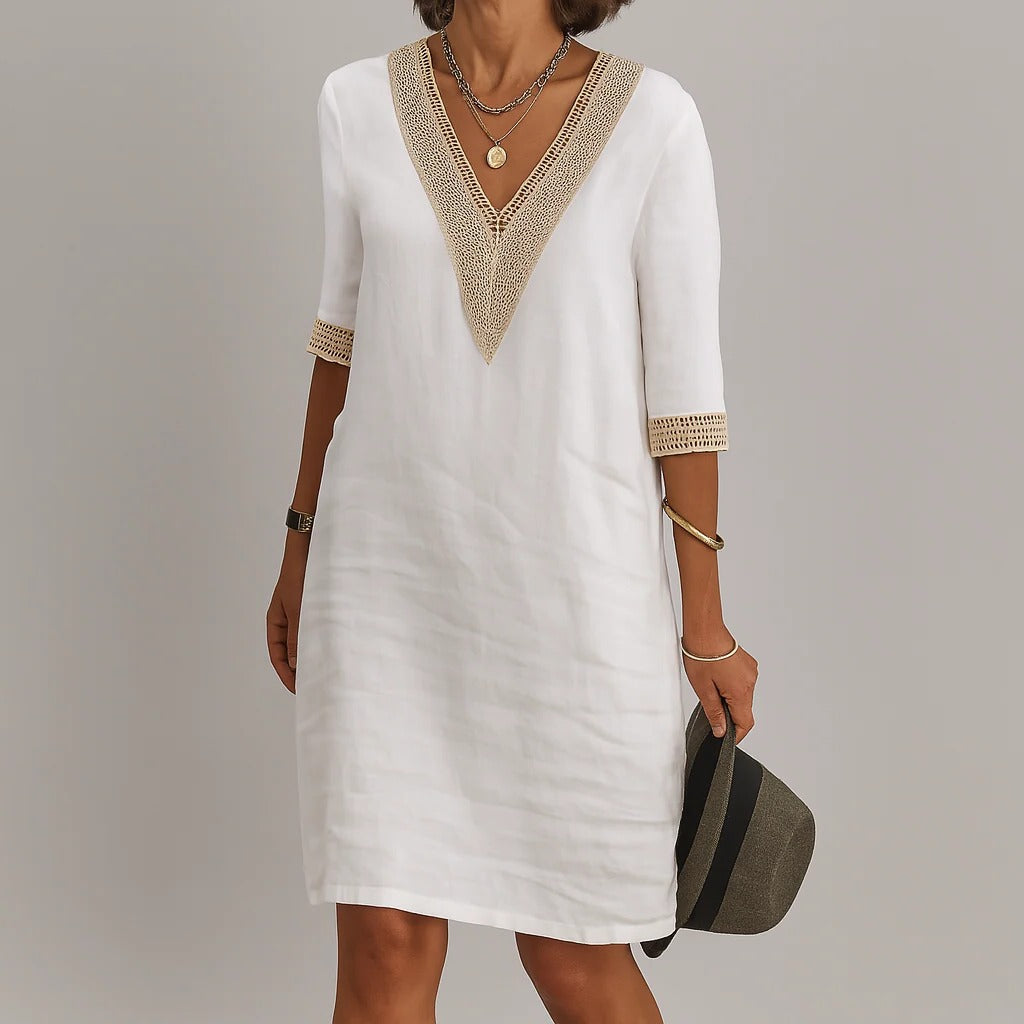 Effortless Linen Midi Dress with Pockets for Women