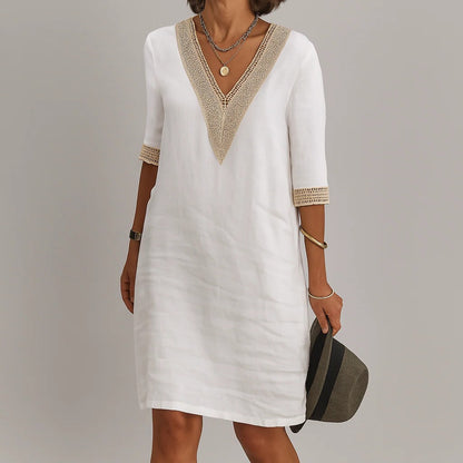Effortless Linen Midi Dress with Pockets for Women