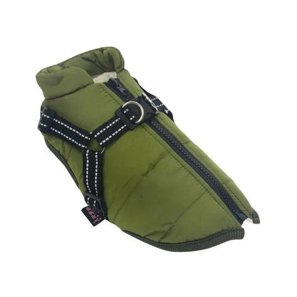 Weatherproof Canine Coat with Built-In Leash Connector