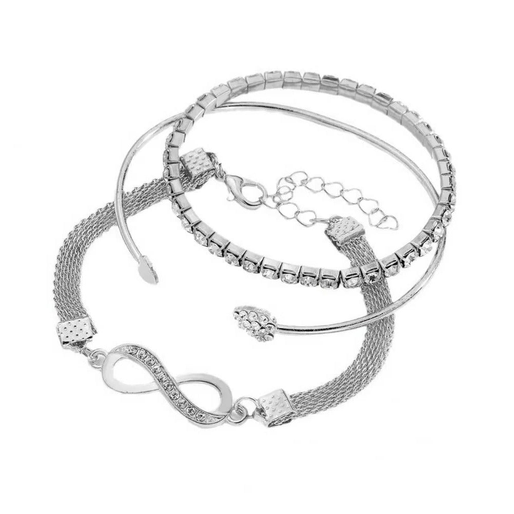 Elegant Trio of Adjustable Bracelets with Gemstone Accents