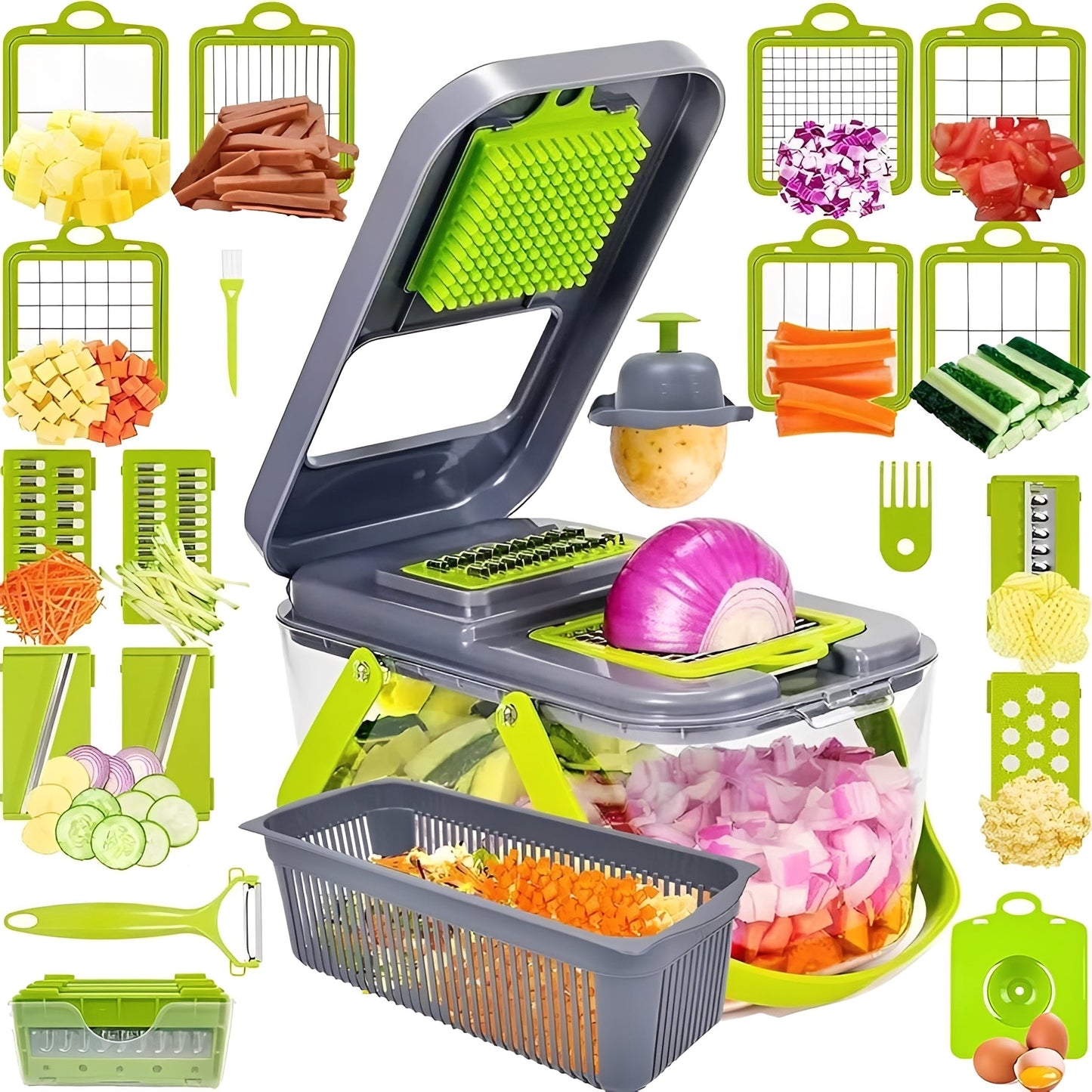 Versatile 18-in-1 Veggie Chopper & Storage Solution