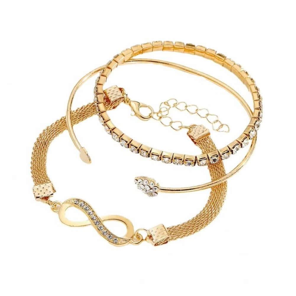 Elegant Trio of Adjustable Bracelets with Gemstone Accents