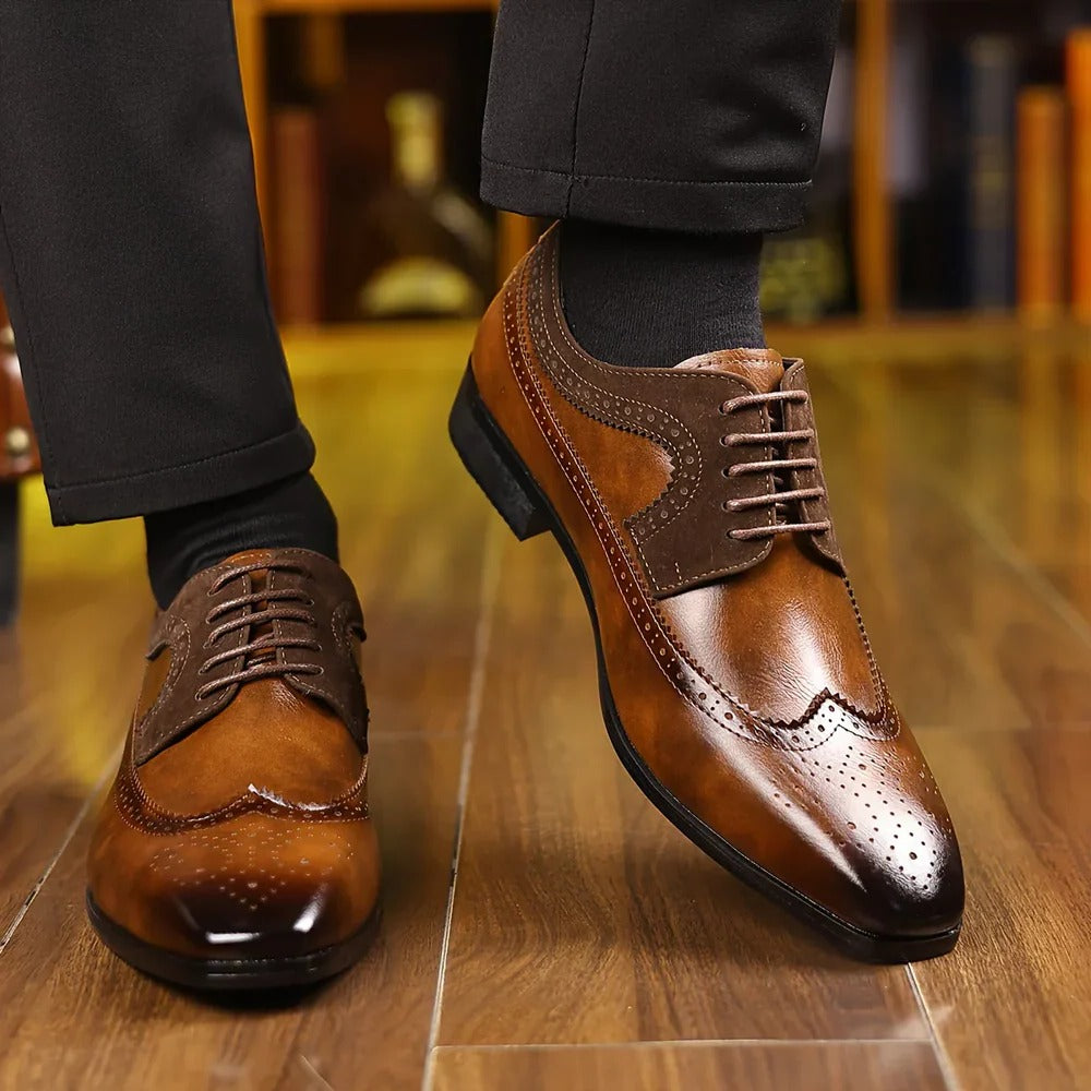 Men's Elegant Glossy Wingtip Dress Shoes for Any Occasion