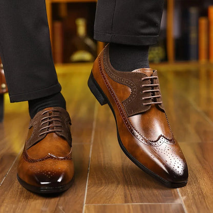 Men's Elegant Glossy Wingtip Dress Shoes for Any Occasion