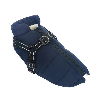 Weatherproof Canine Coat with Built-In Leash Connector
