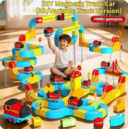 Magnetic Building Track Set with Electric Train for Creative Play