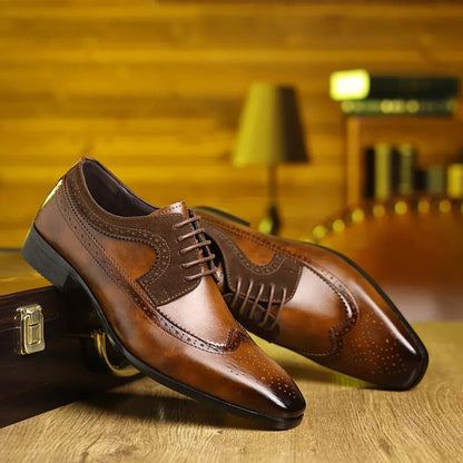 Men's Elegant Glossy Wingtip Dress Shoes for Any Occasion