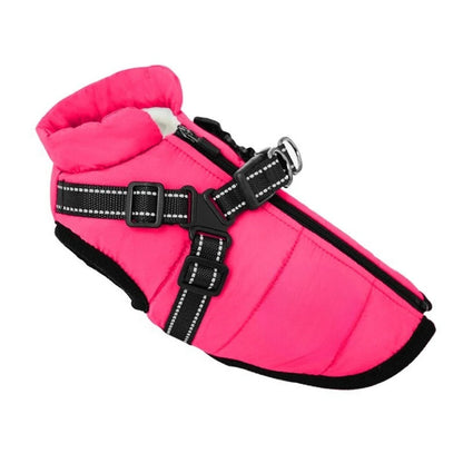 Weatherproof Canine Coat with Built-In Leash Connector