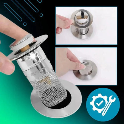 SmartSeal Pop-Up Drain Stopper with Integrated Strainer