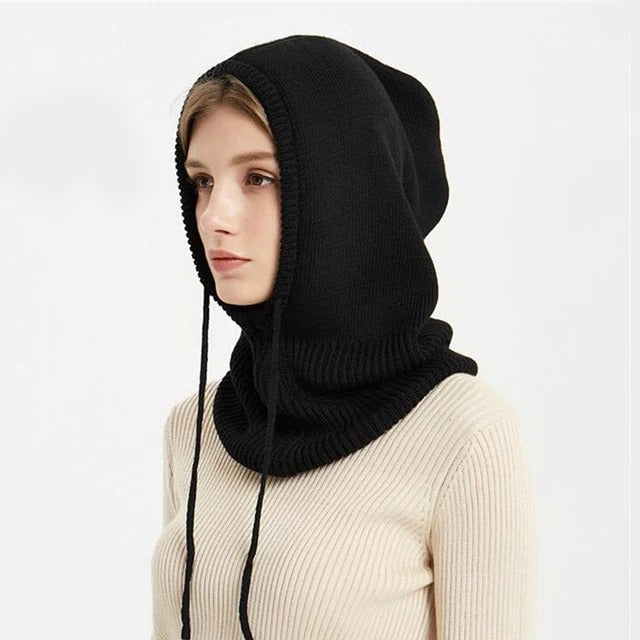 Cozy Knit Beanie with Adjustable Hood for Winter Wear