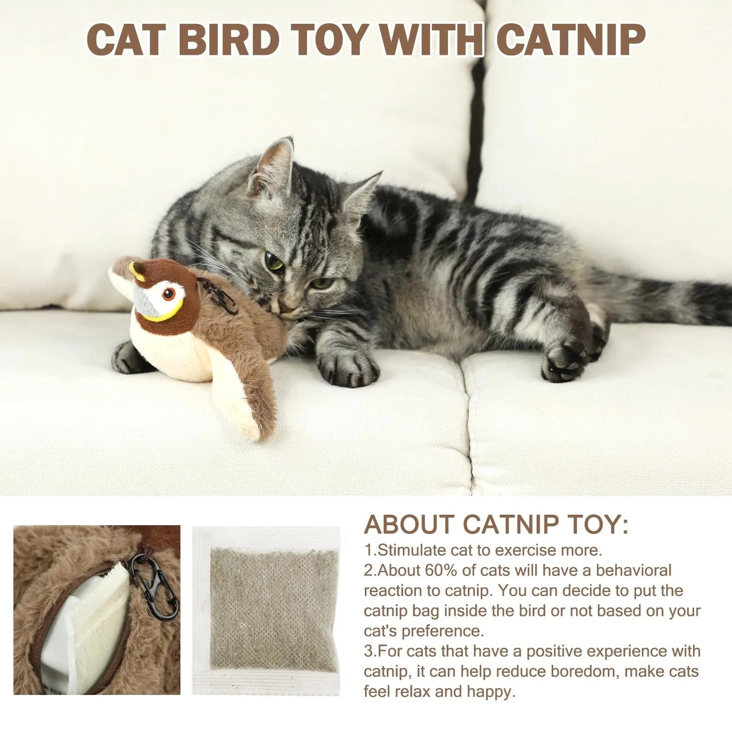 Interactive Fluttering Bird Toy for Cats with Motion Activation