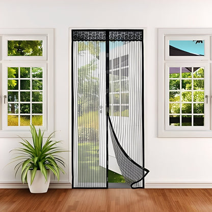 Insect-Repelling Mesh Door Barrier with Magnetic Closure
