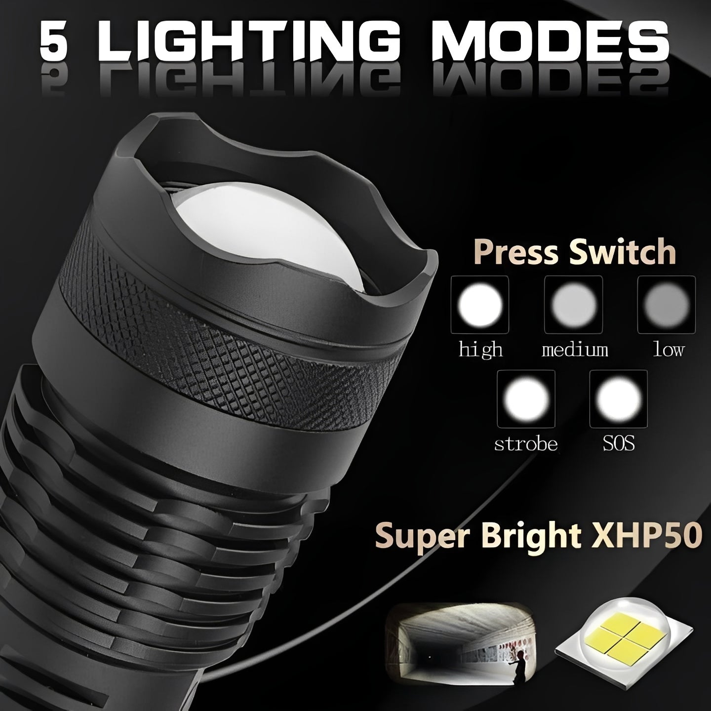 Versatile Rechargeable Torch with Zoom Functionality