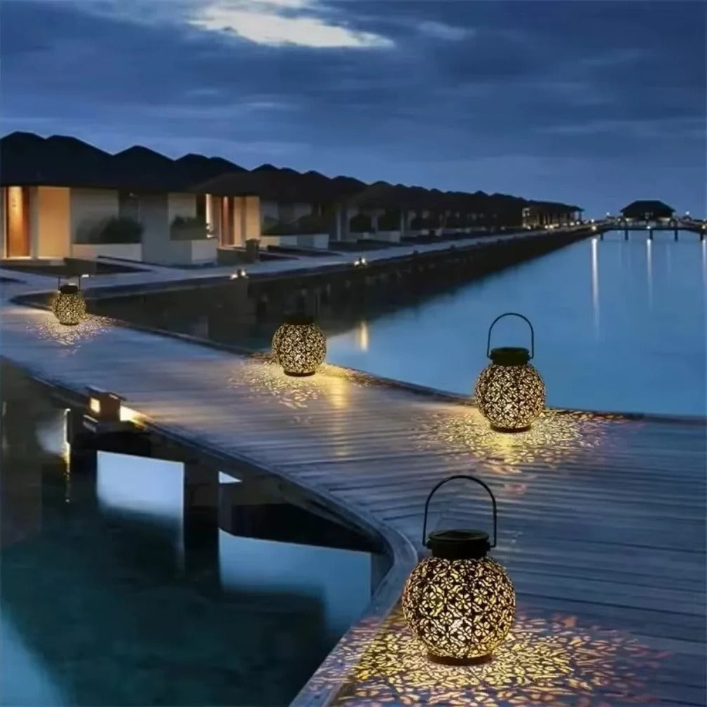 Outdoor Solar Lantern - Elegant Iron Design for Your Space