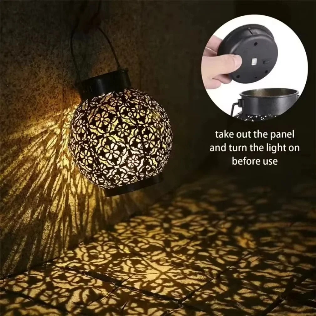 Outdoor Solar Lantern - Elegant Iron Design for Your Space