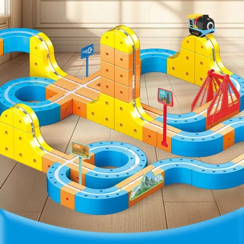 Magnetic Building Track Set with Electric Train for Creative Play