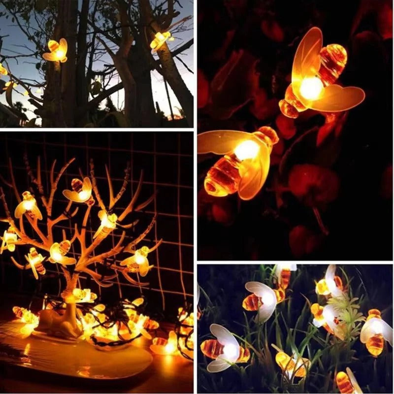 Eco-Friendly LED String Lights in Charming Bee Design for Outdoor Ambiance