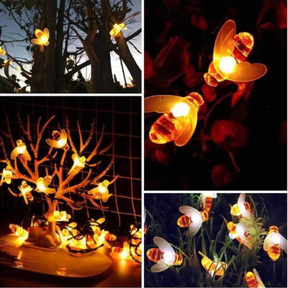 Eco-Friendly LED String Lights in Charming Bee Design for Outdoor Ambiance