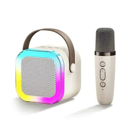 Compact Karaoke System with Wireless Mics and LED Lights