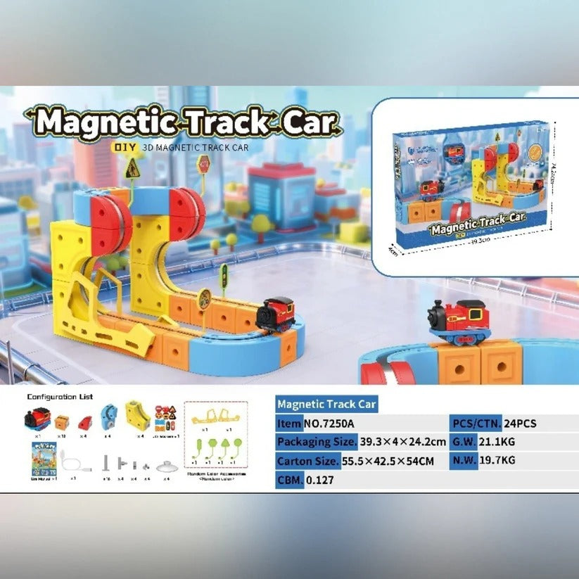 Magnetic Building Track Set with Electric Train for Creative Play