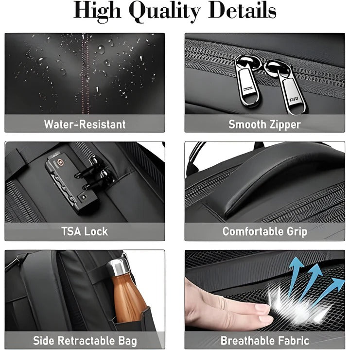 Smart Travel Backpack with Space-Saving Compression System