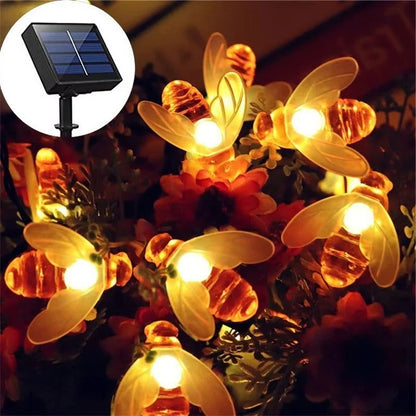 Eco-Friendly LED String Lights in Charming Bee Design for Outdoor Ambiance