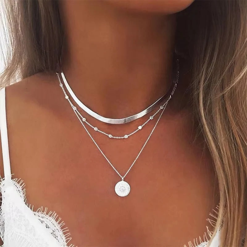 Layered Heart Charm Necklace with Adjustable Clasp