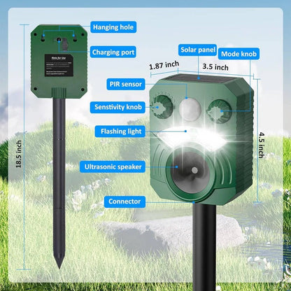 Eco-Friendly Ultrasonic Animal Defense System with 5 Settings