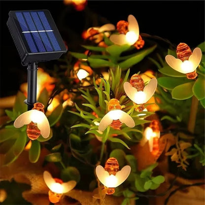 Eco-Friendly LED String Lights in Charming Bee Design for Outdoor Ambiance