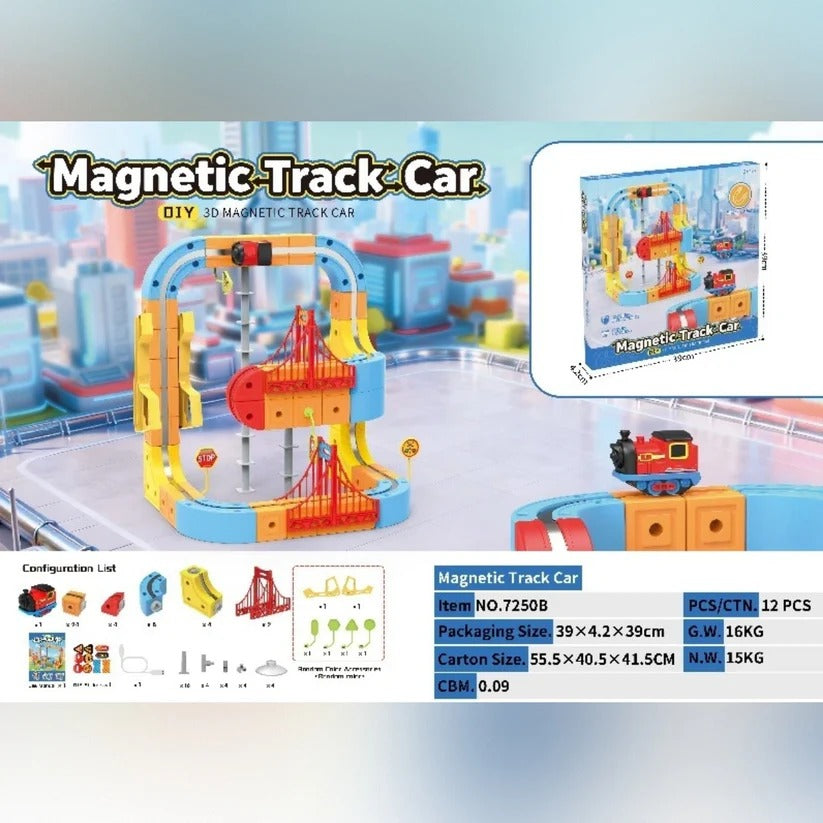 Magnetic Building Track Set with Electric Train for Creative Play