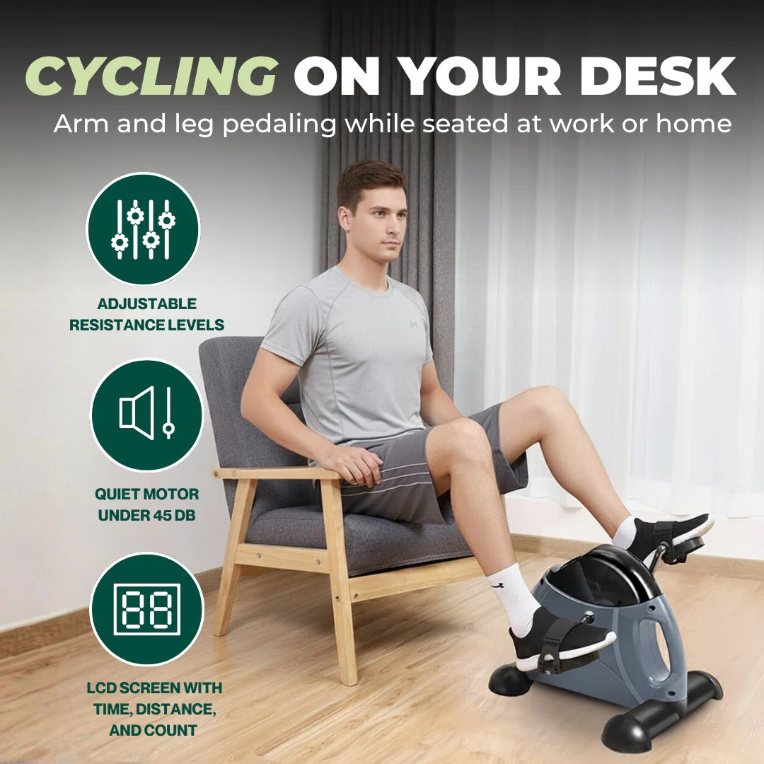 Compact Under-Desk Cycle Trainer with Adjustable Resistance and Display