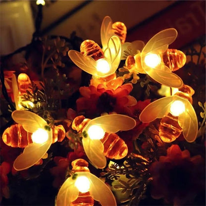 Eco-Friendly LED String Lights in Charming Bee Design for Outdoor Ambiance