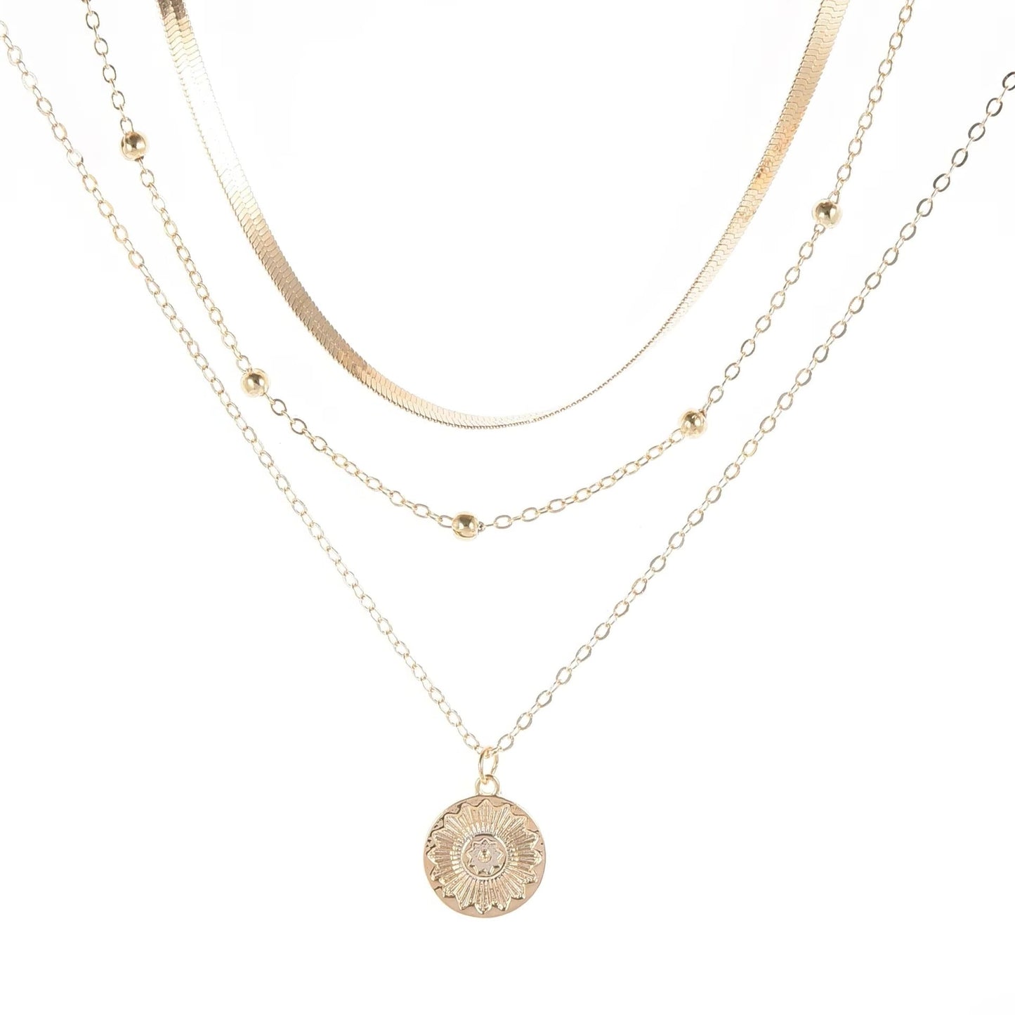 Layered Heart Charm Necklace with Adjustable Clasp