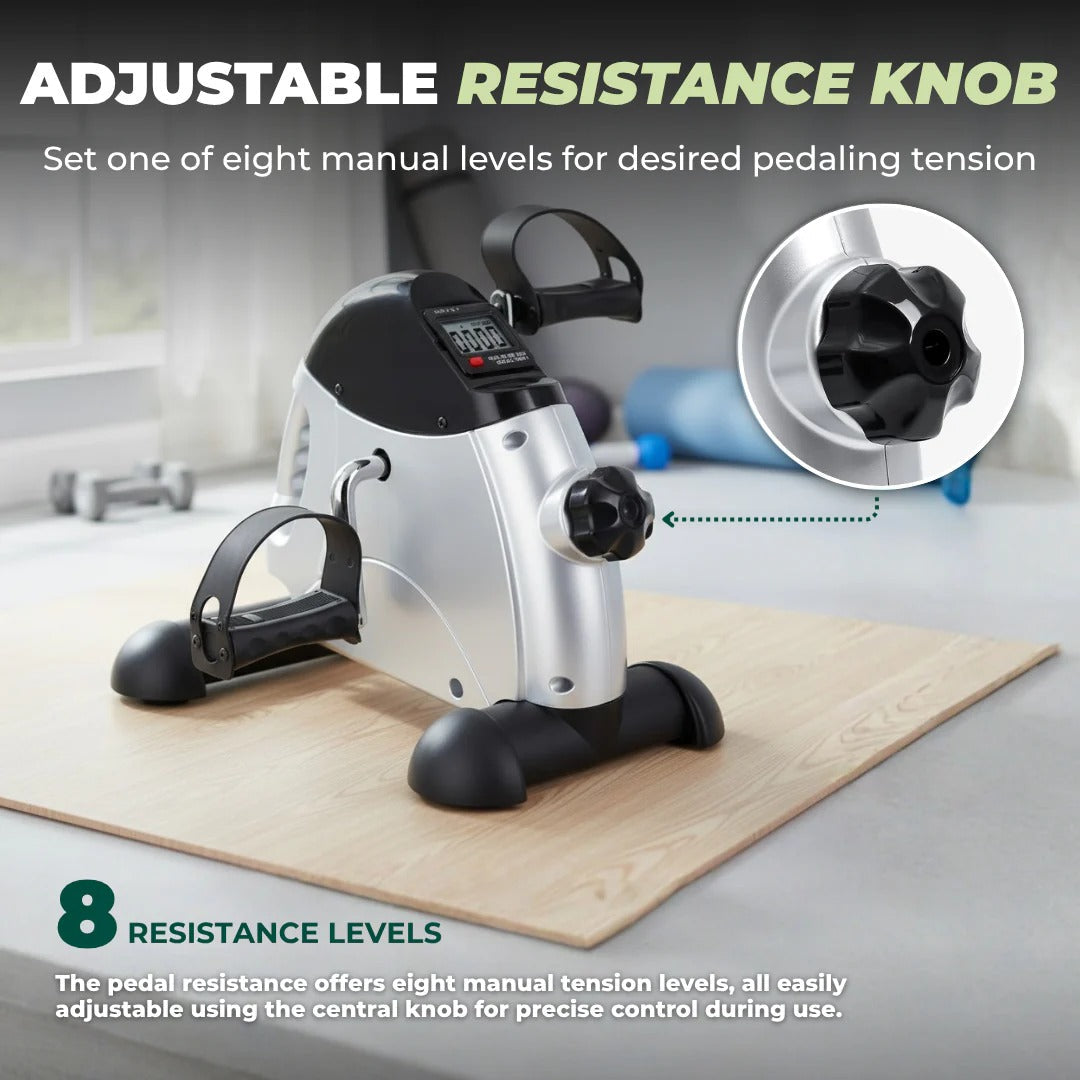 Compact Under-Desk Cycle Trainer with Adjustable Resistance and Display
