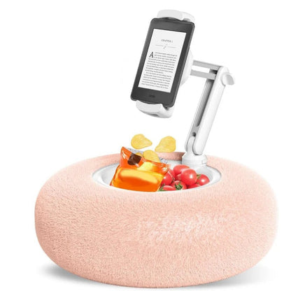 Comfy Tech Buddy: Phone Stand Pillow with Snack Holder