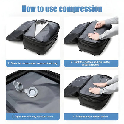 Smart Travel Backpack with Space-Saving Compression System