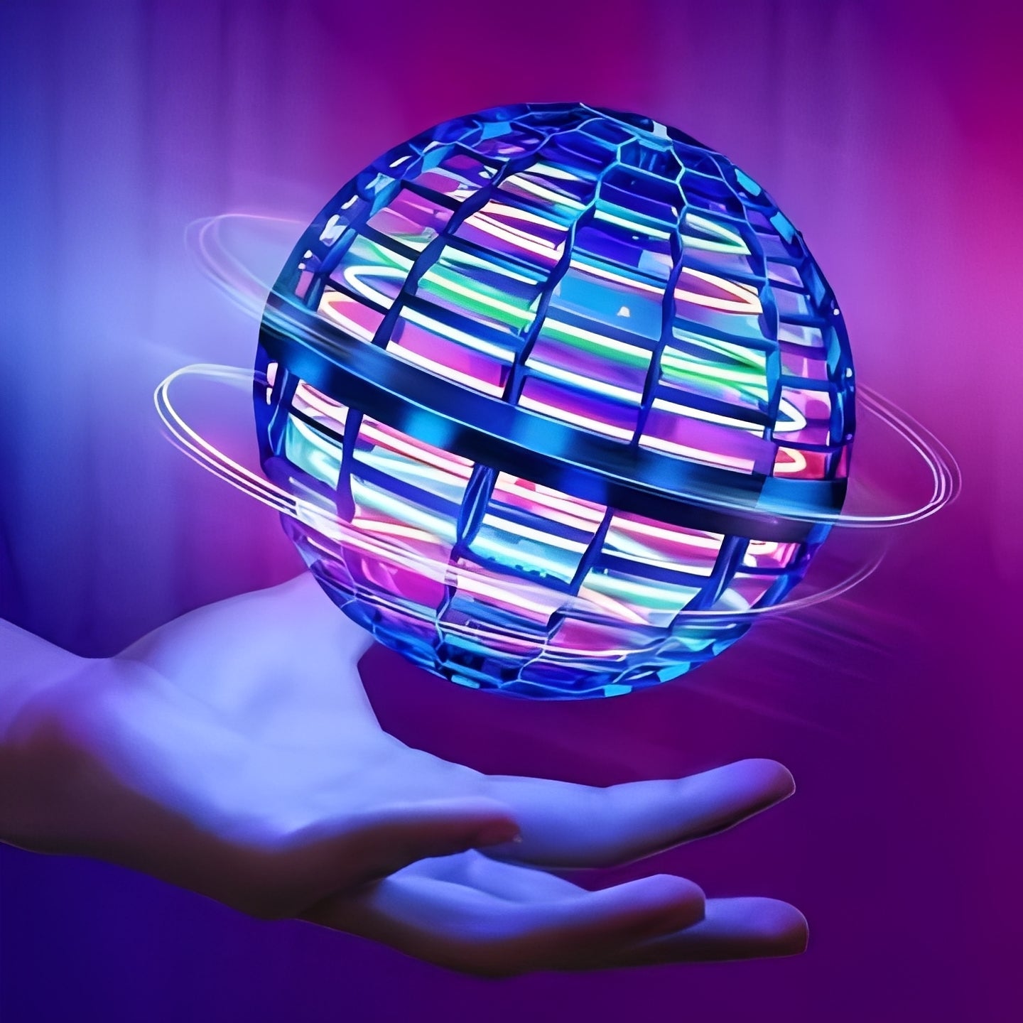 LED-Enhanced Motorized Flying Sphere Toy for Dynamic Fun