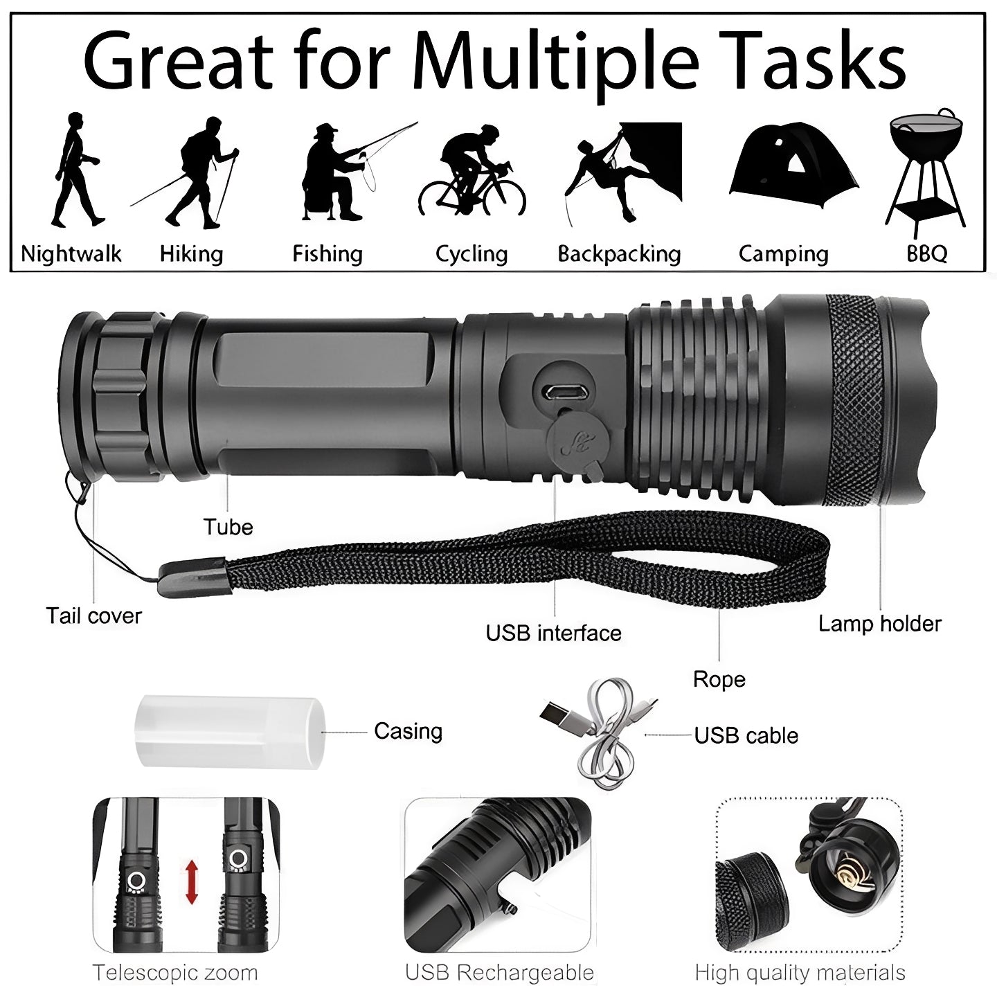 Versatile Rechargeable LED Lantern with Adjustable Brightness