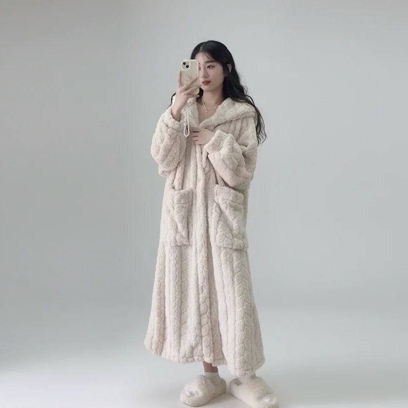 Cozy Winter Hooded Bathrobe for Ultimate Comfort