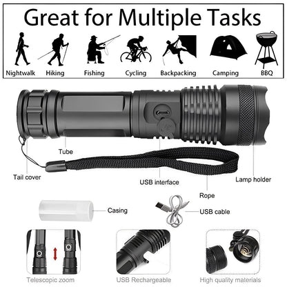 Versatile Rechargeable Torch with Zoom Functionality