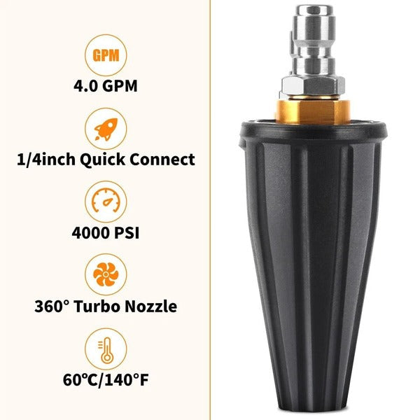 Versatile Rotating Nozzle for Power Washers with Multiple Spray Options