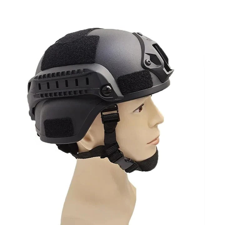 Tactical Outdoor Headgear with Adjustable Fit and Accessory Rails