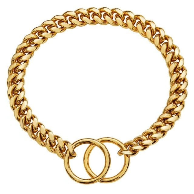 Robust Metal Chain Dog Collar for Strong Breeds in Vibrant Colors