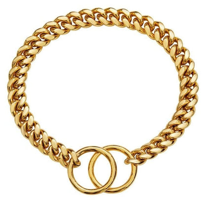 Robust Metal Chain Dog Collar for Strong Breeds in Vibrant Colors